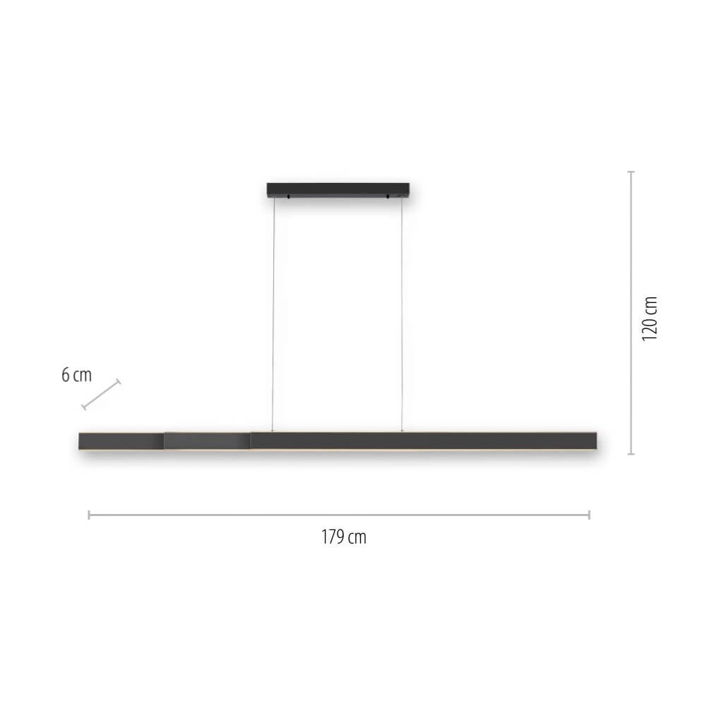 Strakke hanglamp Pure Lume antraciet Paul Neuhaus 4012248357842