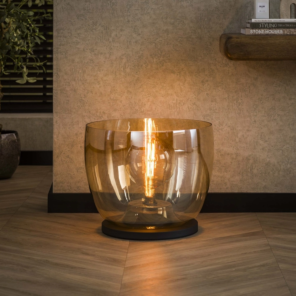 Vloerlamp amber glas UP Ø 48cm - 41cm hoog