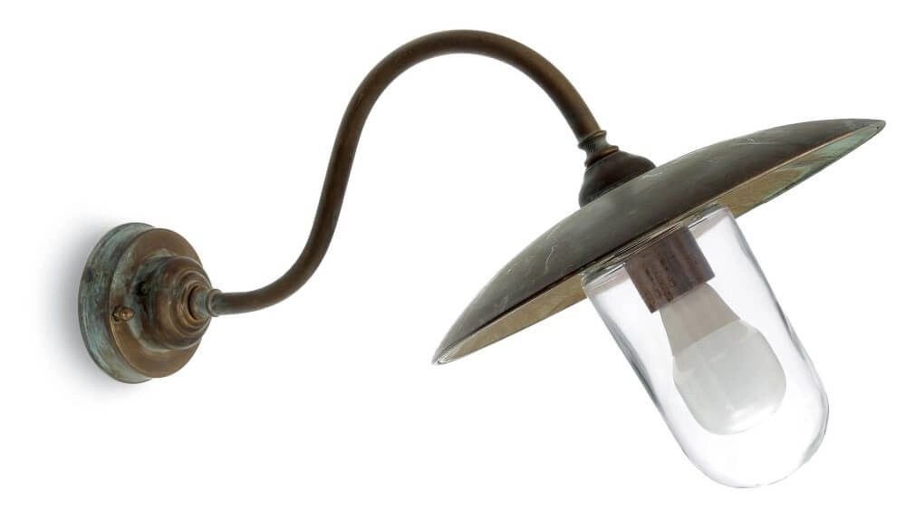 Rechte buitenlamp Transimeno verouderd messing