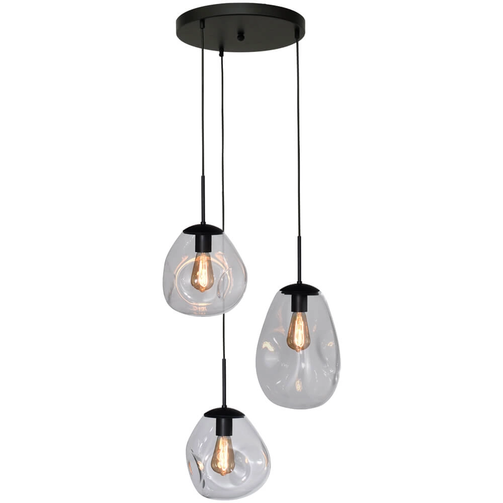 Pendel hanglamp Lava 3x helder glas