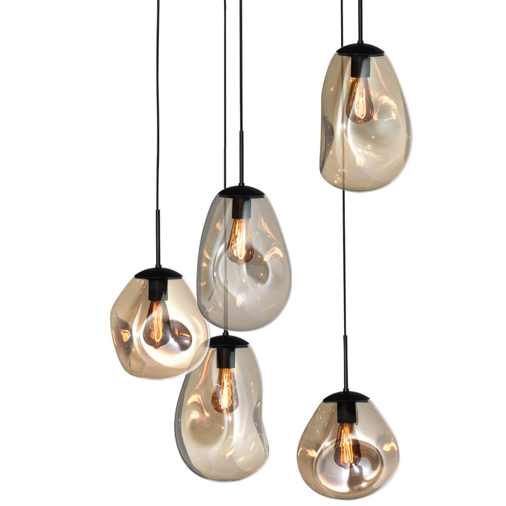 Vide hanglamp Lava 5x goud glas Masterlight 8718121284316