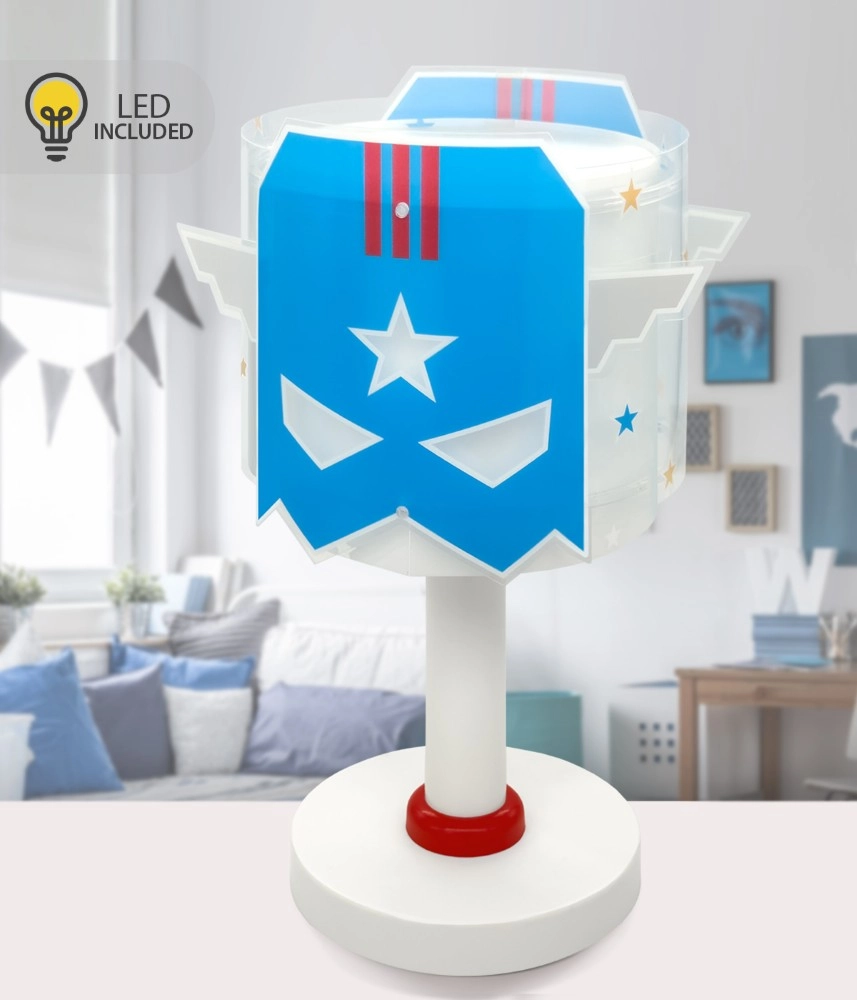 Kinderkamer tafellamp Hero blauw glow in the dark Dalber 8420406002354