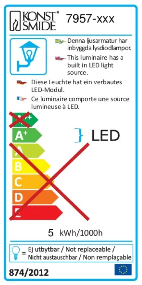 Led wandspot Acerra voor buiten KonstSmide 7318307957259