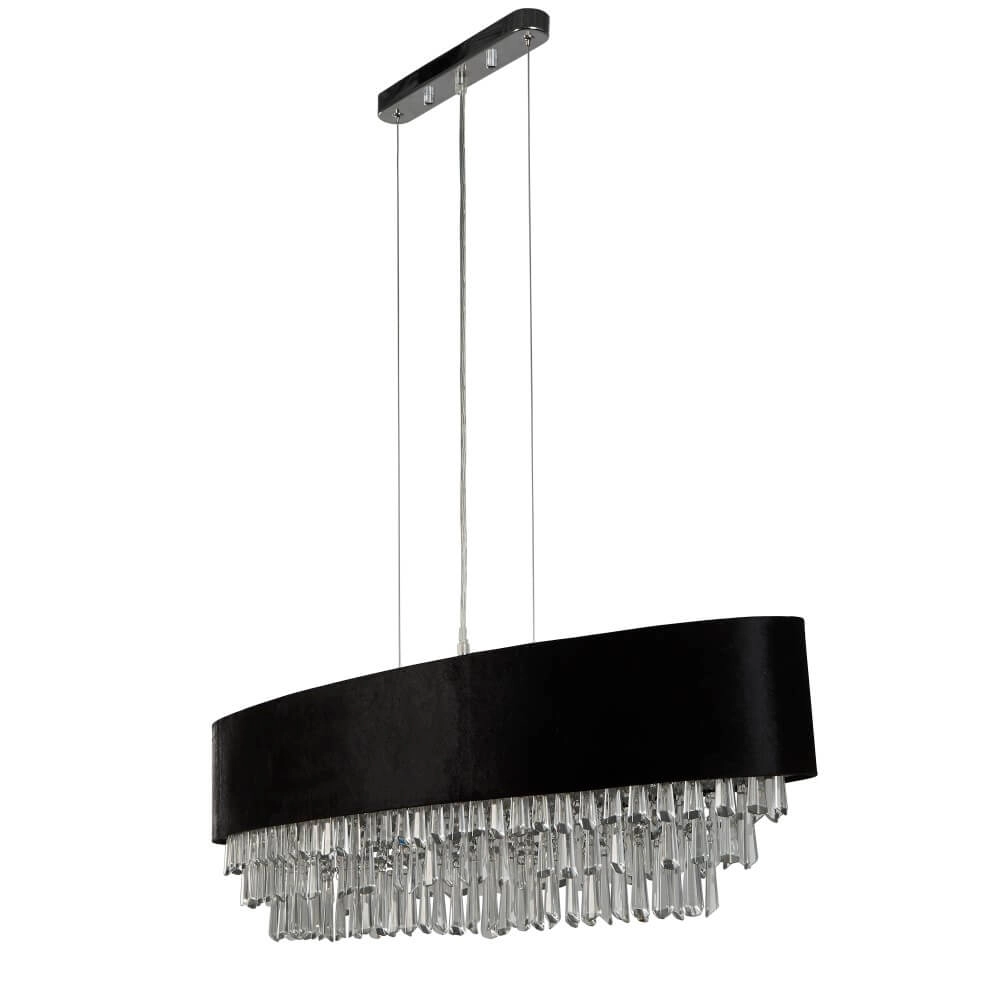 Grote kroonluchter Glamour zwart met chroom