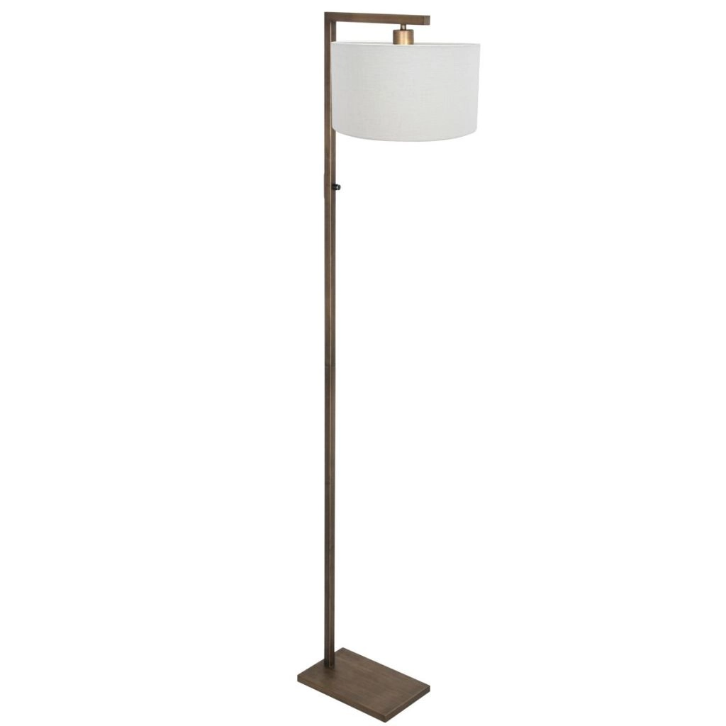 Vloerlamp brons Stang met witte kap Steinhauer 8712746189704