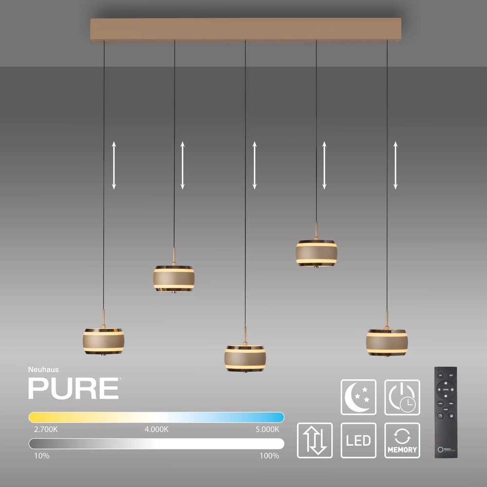 5L eettafel hanglamp Pure Falling Rings bronce Paul Neuhaus 4012248396582
