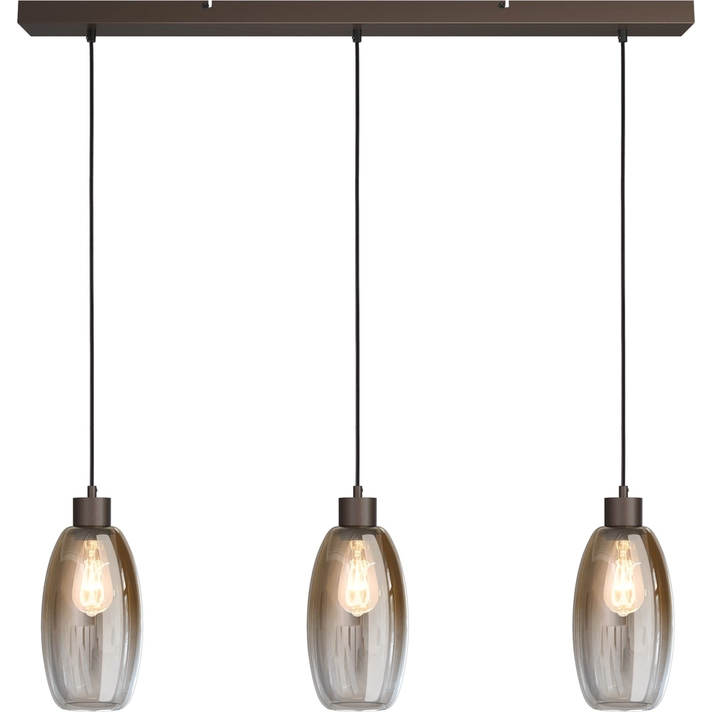 Glazen hanglamp Olive 3x Ø 15cm - cacao