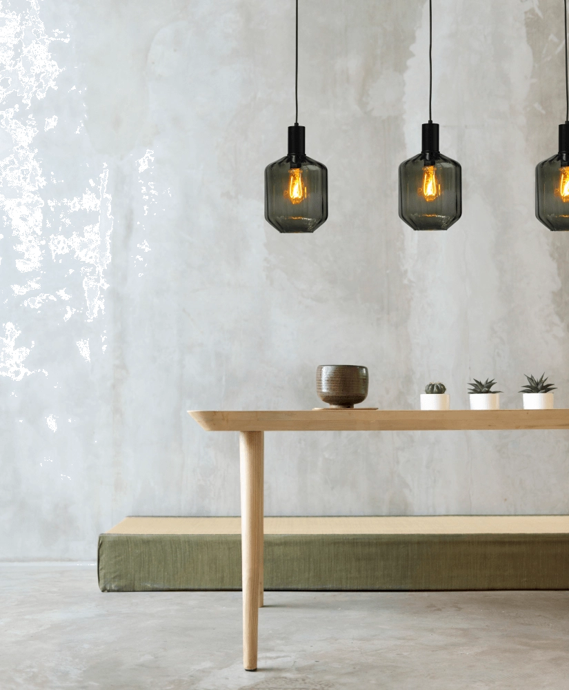 3-lichts hanglamp - zwart - Porto met Jagger green glazen Masterlight 8718121269542