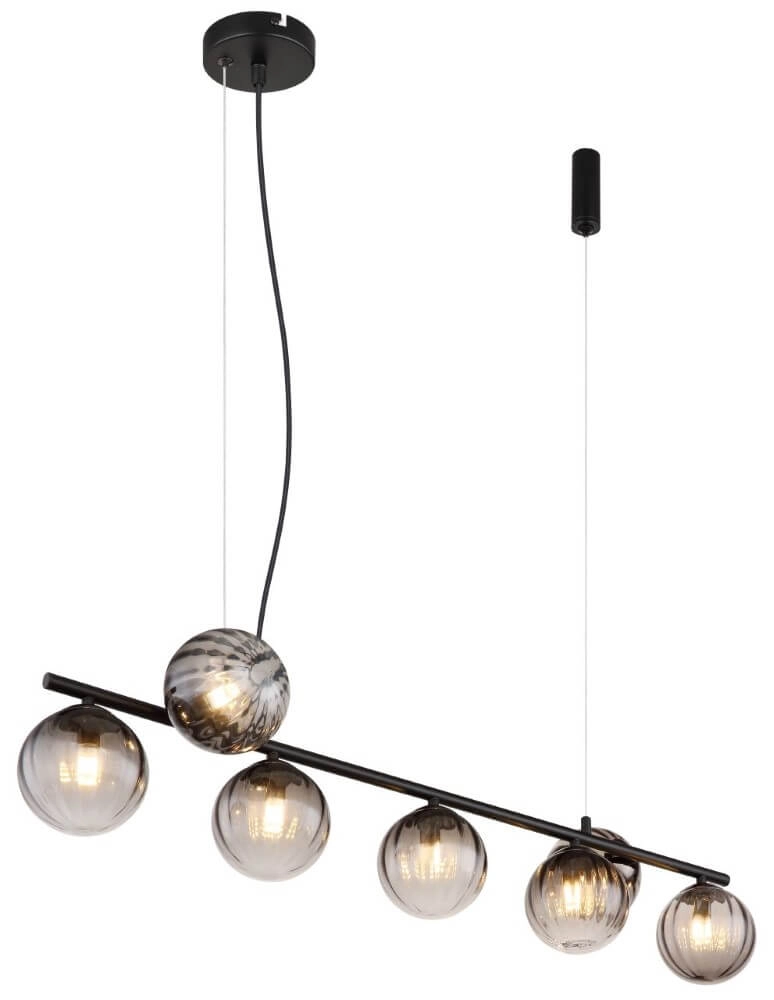 7-lichts hanglamp Dallerta smoke glas