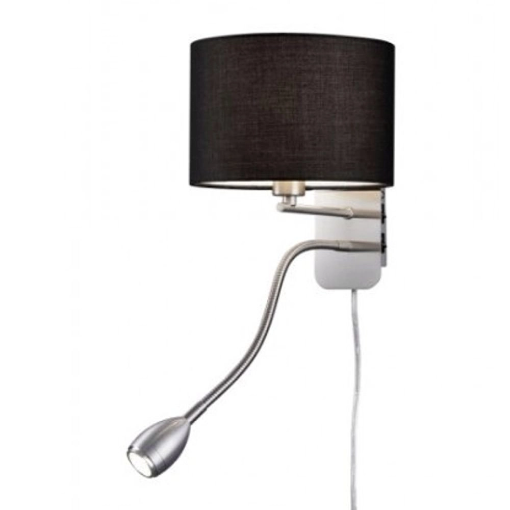 Wandlamp Series 2711 met leeslamp en zwarte kap