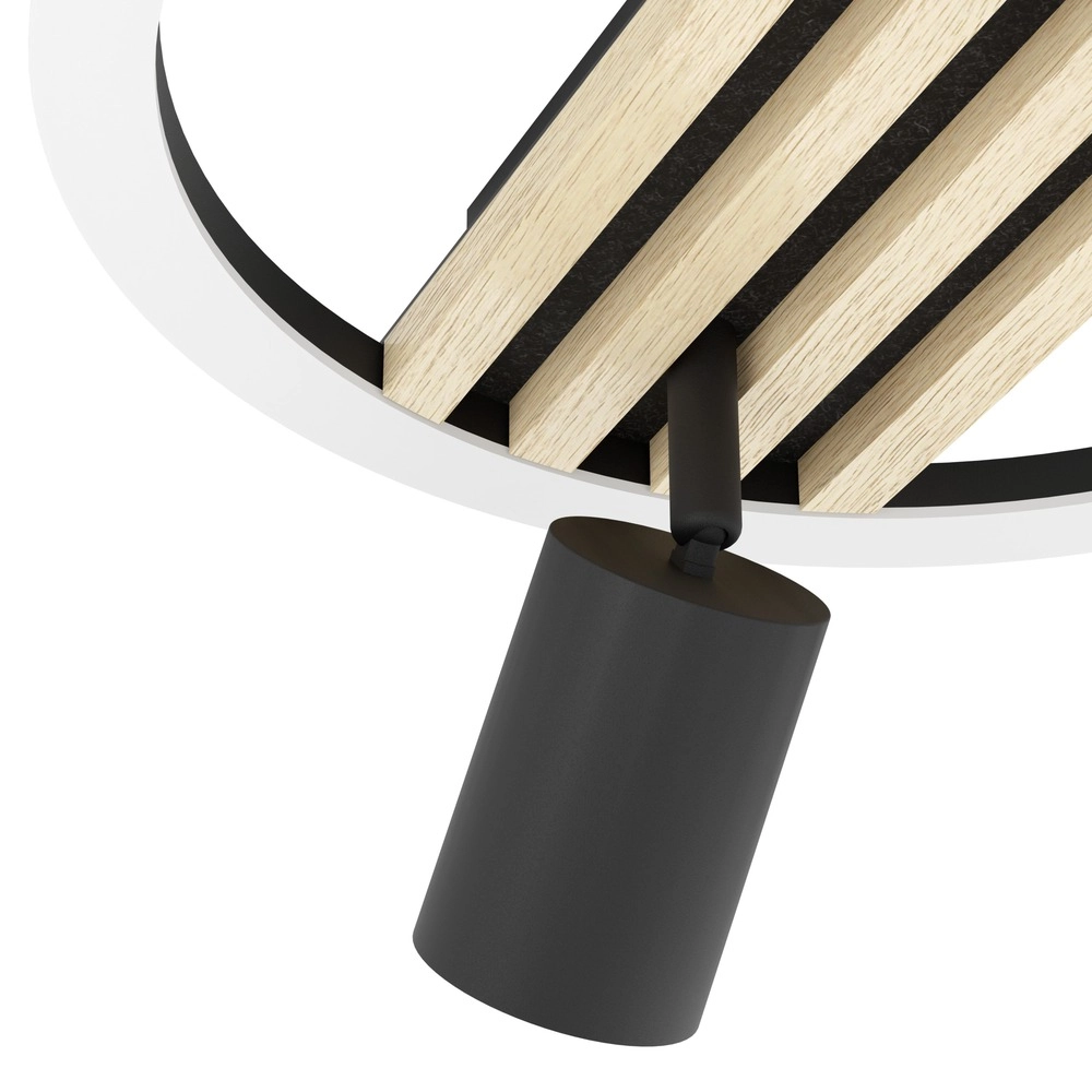 Moderne plafondlamp Cembrano 2-lichts zwart met hout Eglo 9008606388264