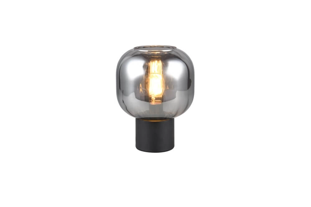 Trendy tafellamp Diva zwart met smoke glas Trio 4017807614596