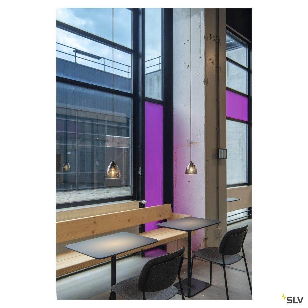 Glazen hanglamp Para Cone zwart met smoke glas SLV 4024163262385