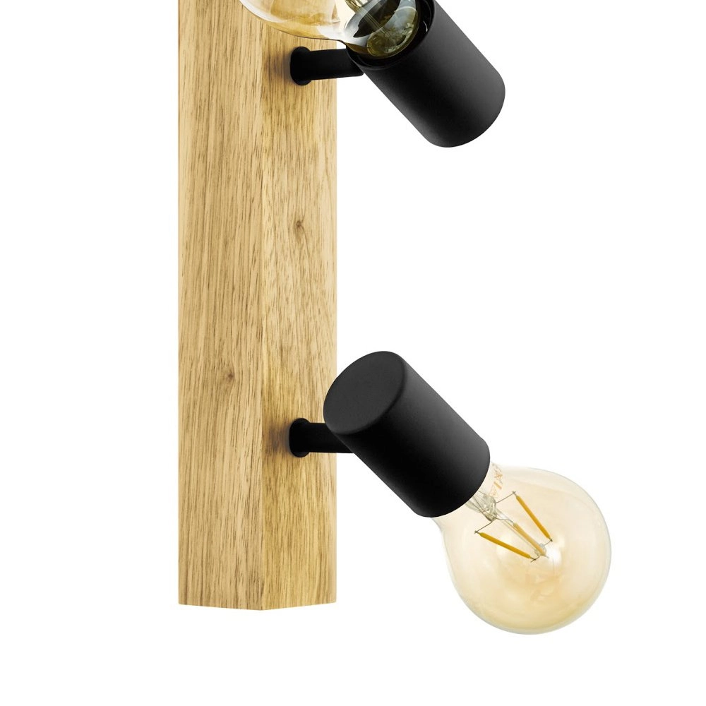 Spot Townshend 3 3-lichts zwart met hout Eglo 9002759994792