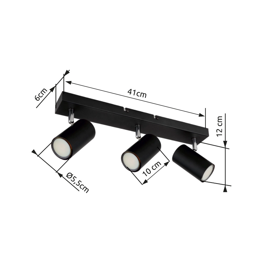 Plafondlamp 3-lichts Robby zwart Globo 9007371439522