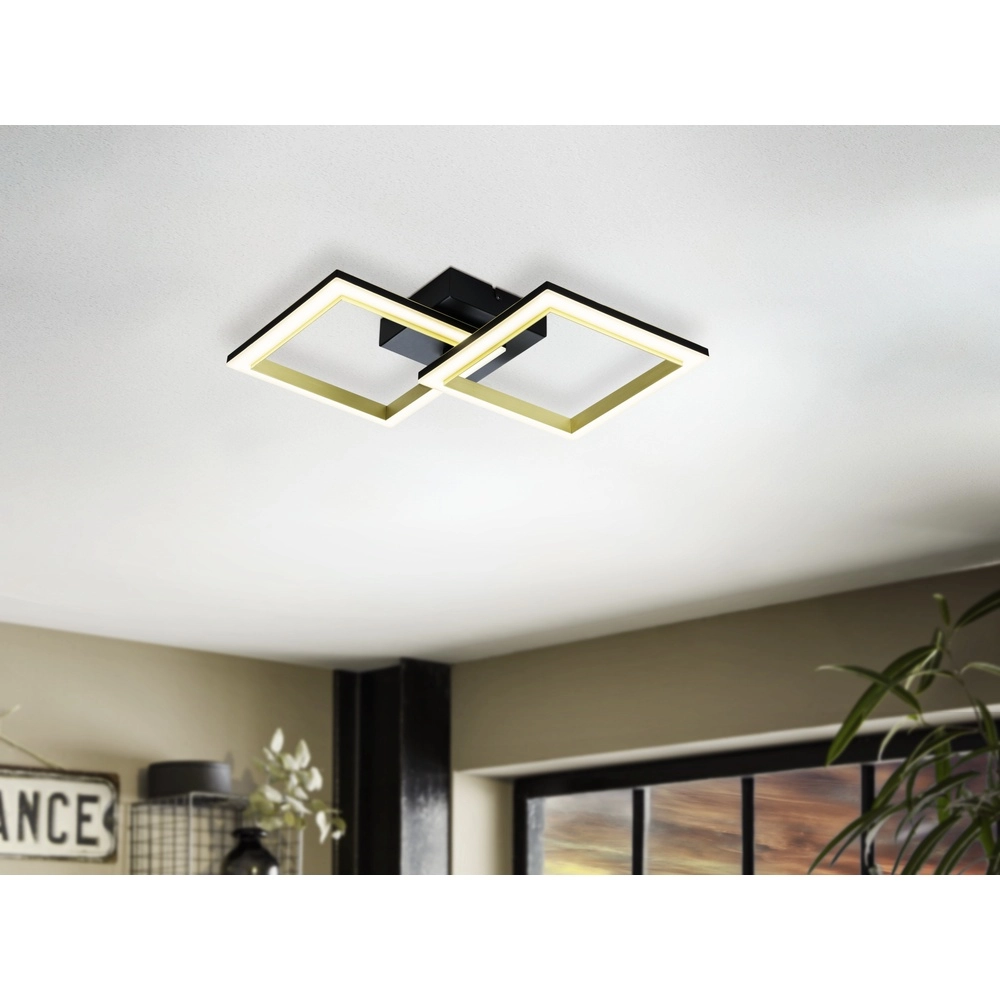 Slimme plafondlamp Calliera 53cm - zwart met goud - vierkant Eglo 9008606332946