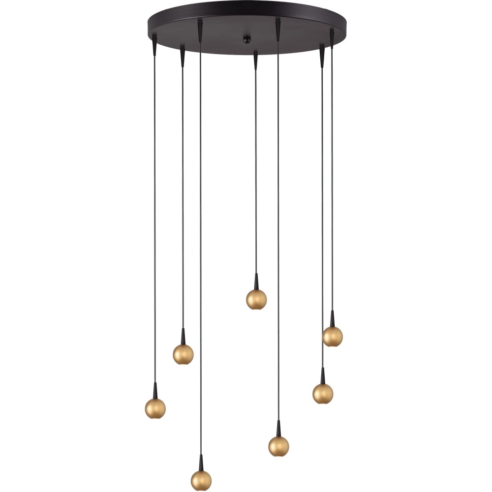 7-lichts hanglamp Talana zwart met goud Ø 50cm DTW
