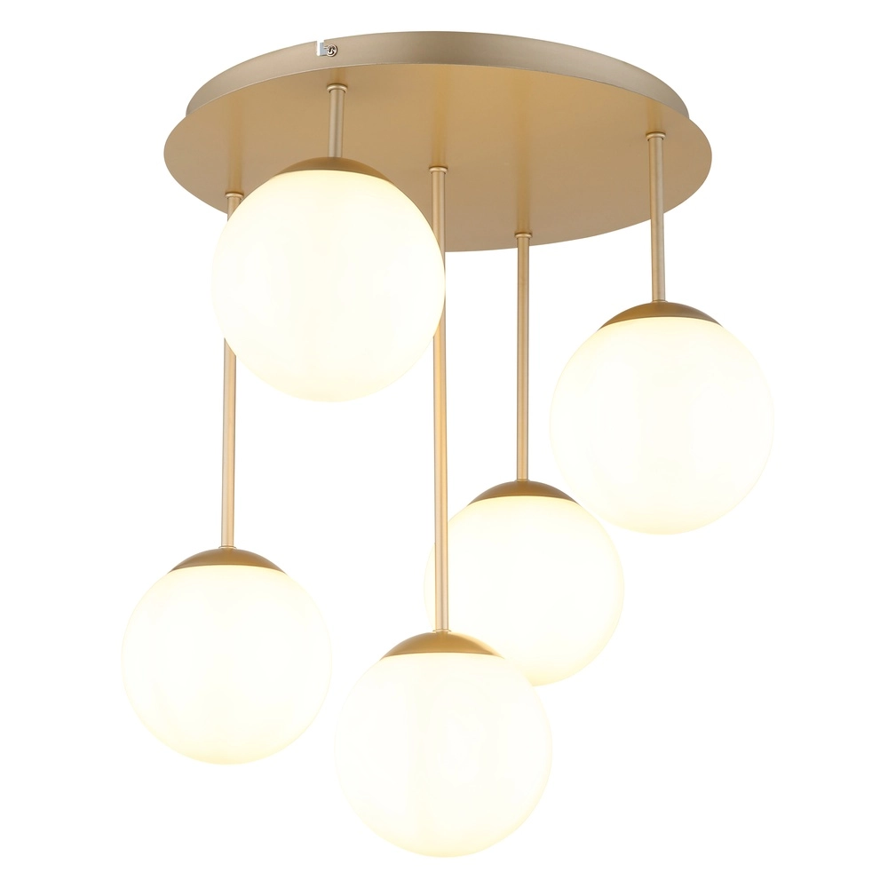 5-lichts plafondlamp Harmon champagne