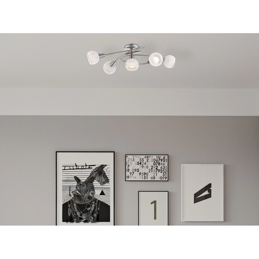Plafondlamp Elliott 5-lichts nikkel Globo 9007371294343