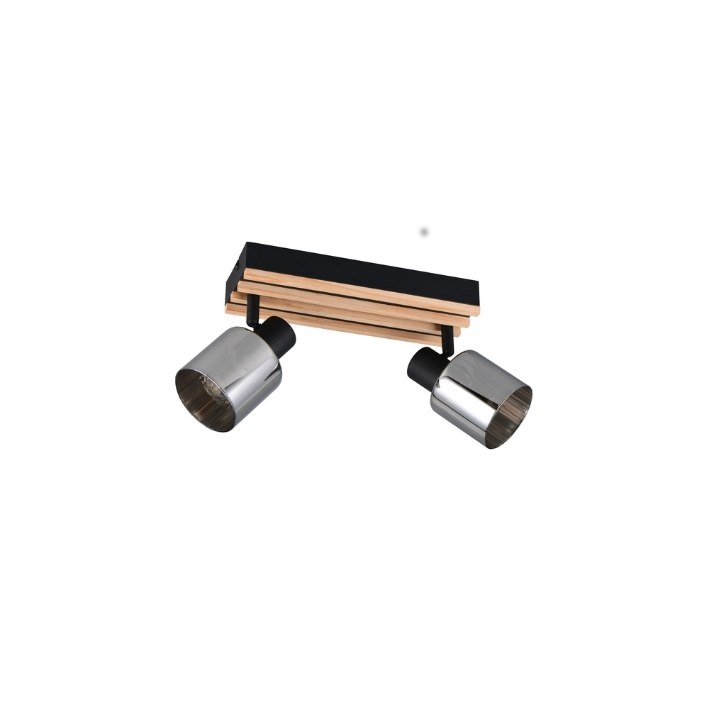 Plafondlamp 2-lichts Travia zwart met hout Trio 4017807682595