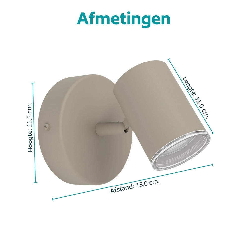 Opbouwspot Consuma 1 enkel zand bruin Eglo 9008606397266