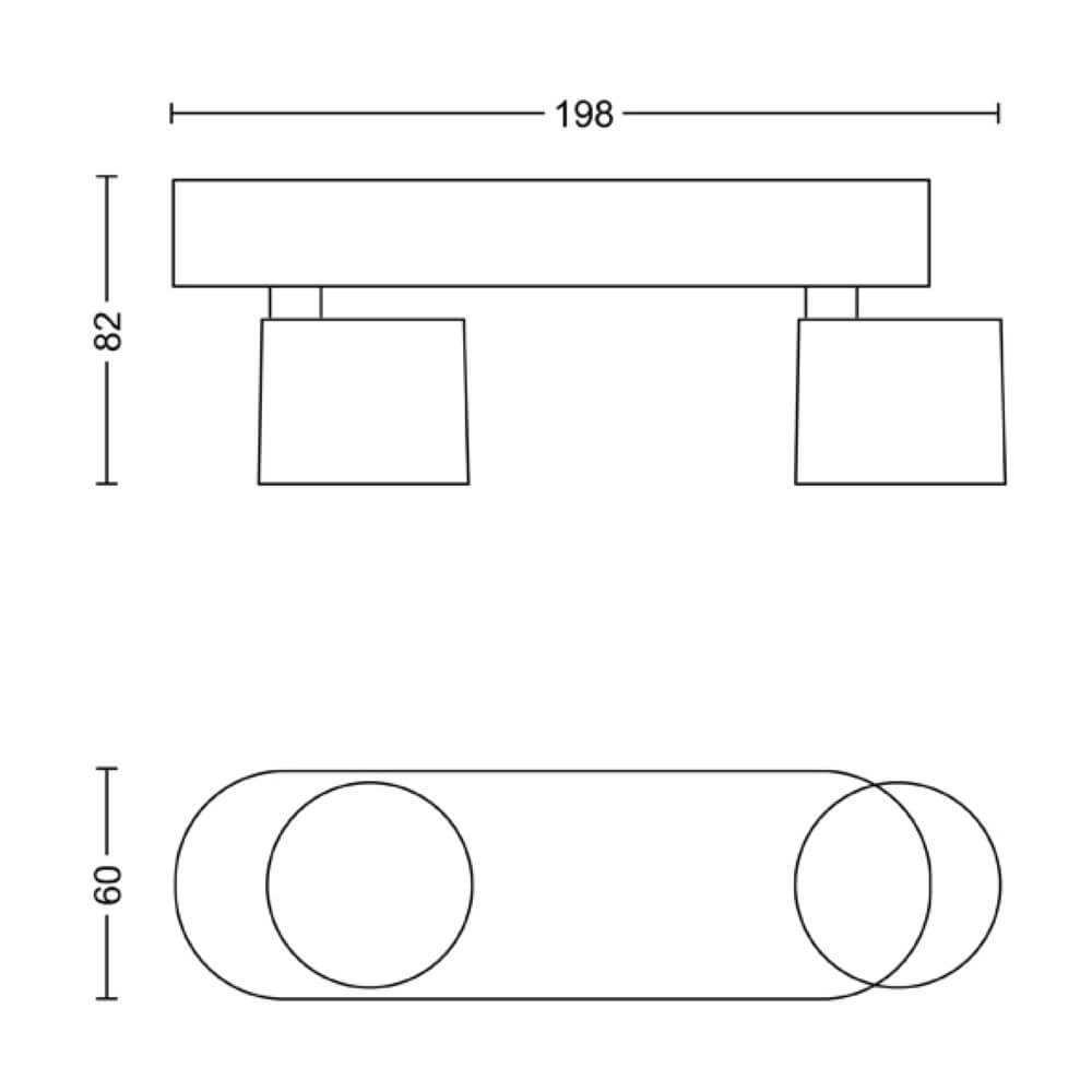 Zwarte led plafondspot Star 2-lichts Philips 8719514435391