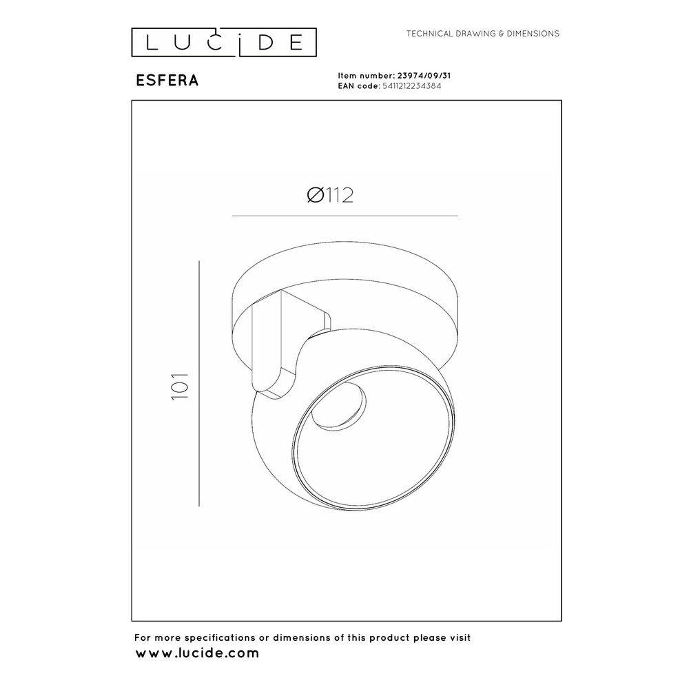 Design wandlamp Esfera wit Premium by Lucide 5411212234384