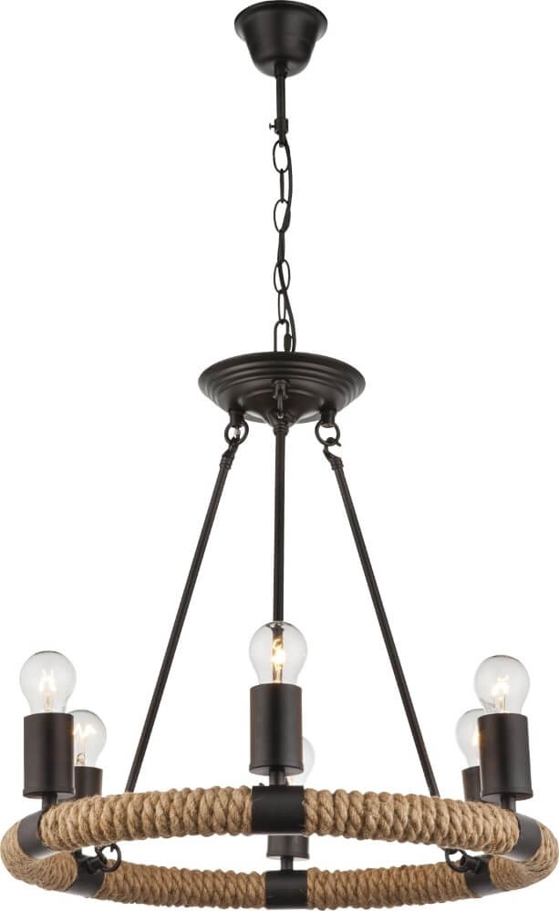 Landelijk kroonluchter Ulleu Ø 50cm met touw Globo 9007371350797