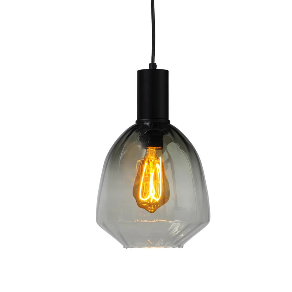 3-lichts hanglamp - zwart - Porto met Nicolette glazen Masterlight 8718121270098