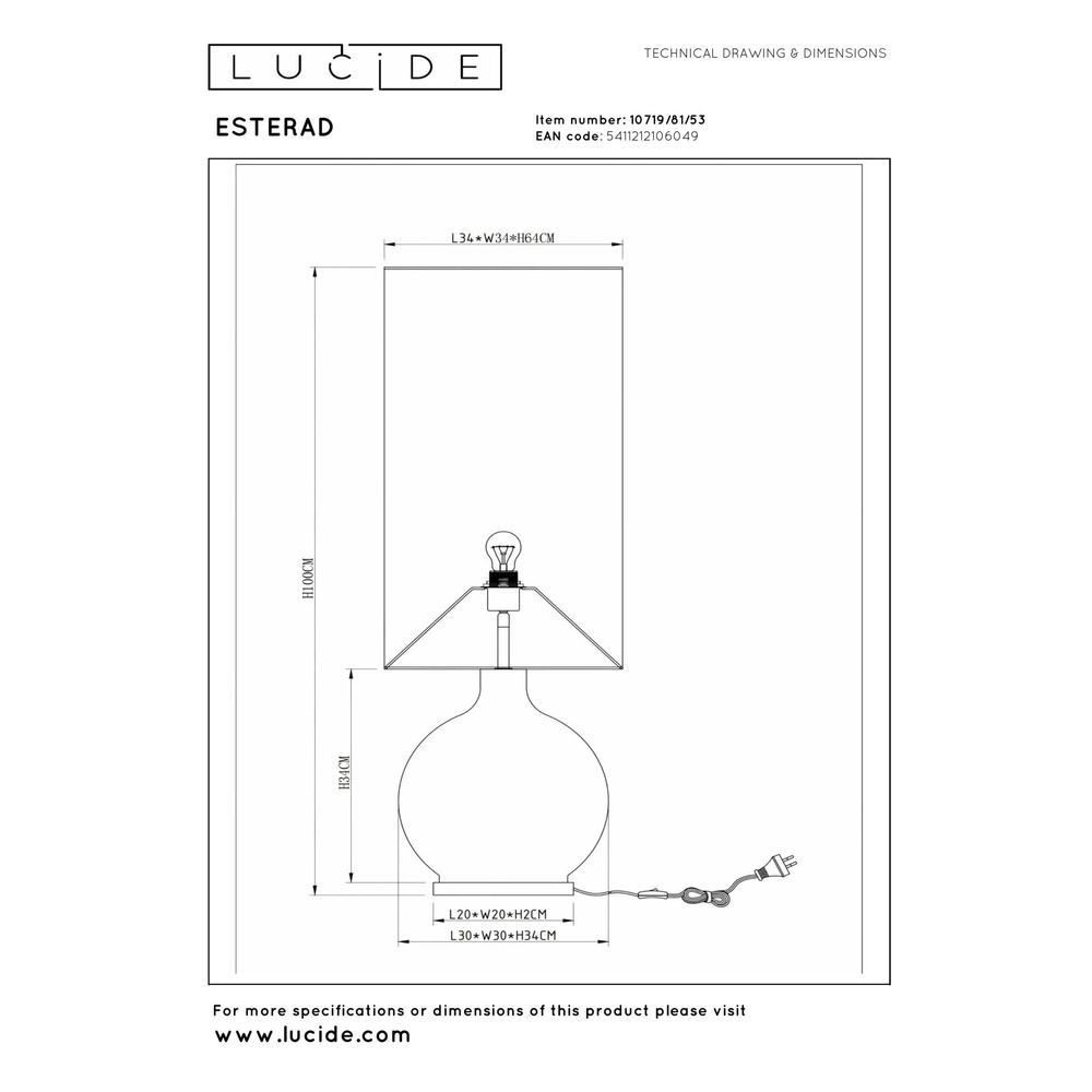 Vloerlamp Esterad oranje Lucide 5411212106049