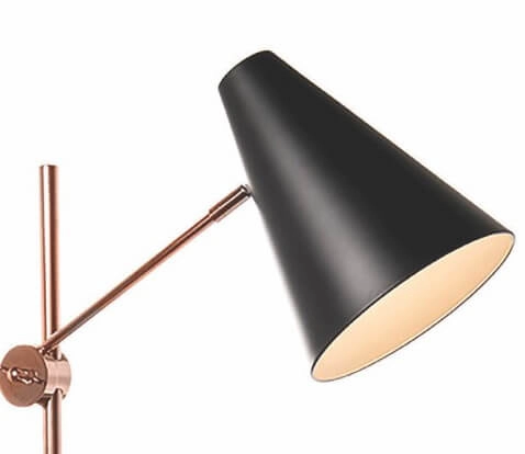 Strakke bureaulamp Obscur zwart met roodkoper Artdelight 8719831732746