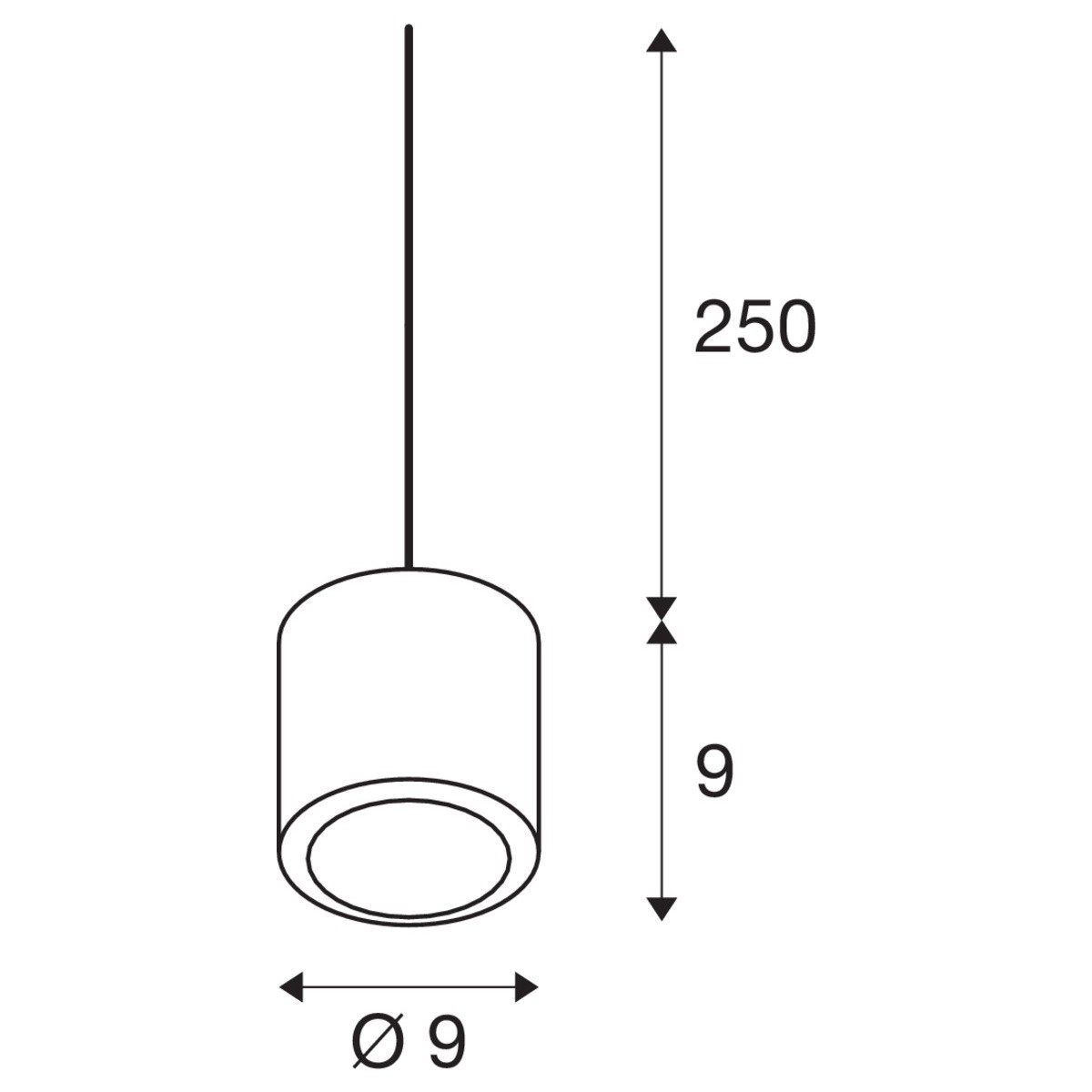 Led hanglamp Oculus 9cm zwart SLV 4024163248228