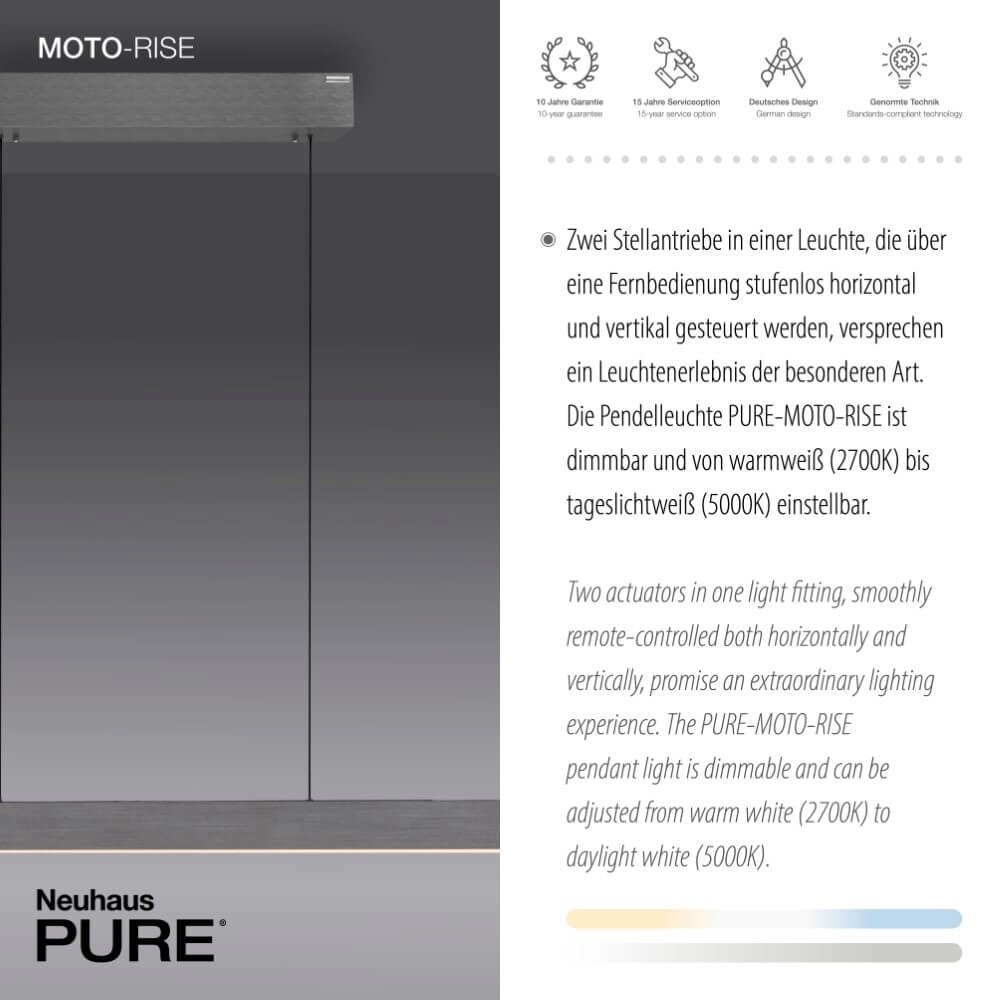 Design hanglamp Pure Moto-Rise grijs Paul Neuhaus 4012248366653
