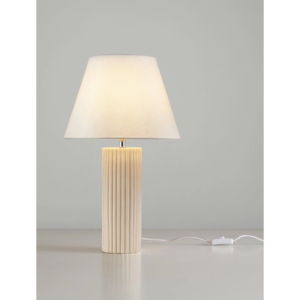 Tafellamp Bacco beige met witte kap Lyora 5212017468161