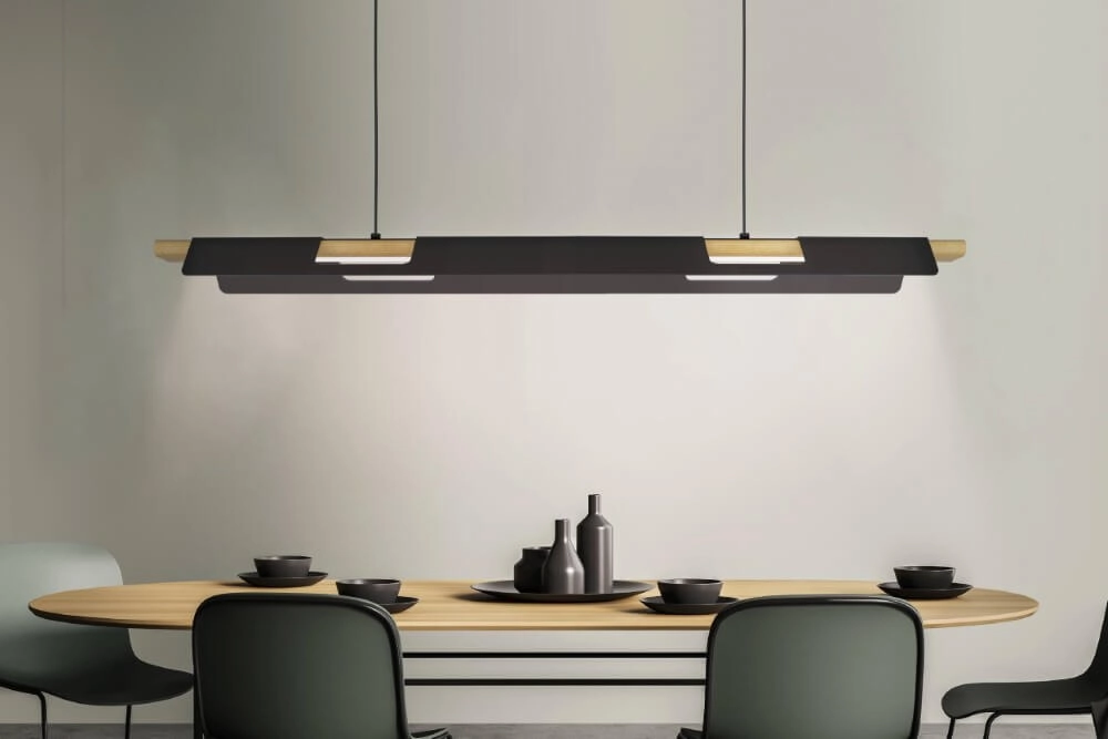 Kantoor hanglamp Ermua zwart met hout Eglo 9002759988364