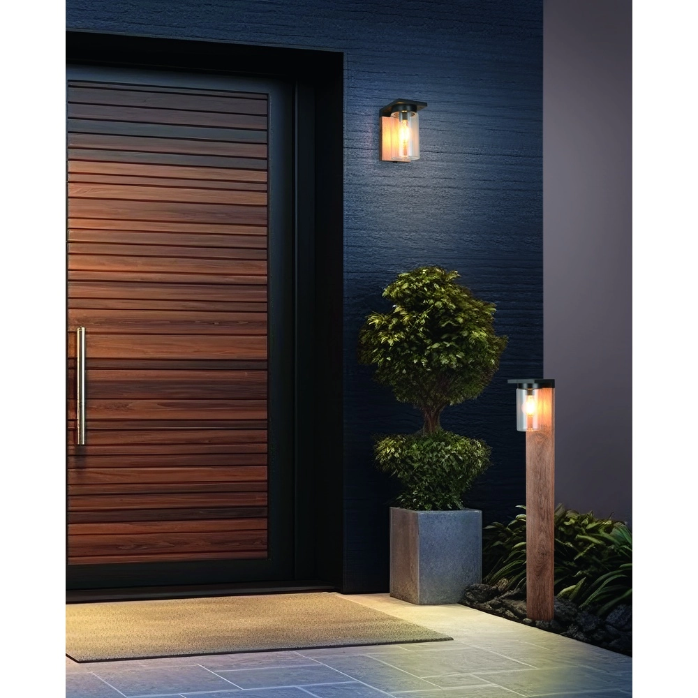 Tuinlamp Ardila zwart met hout 100cm Trio 4017807603453