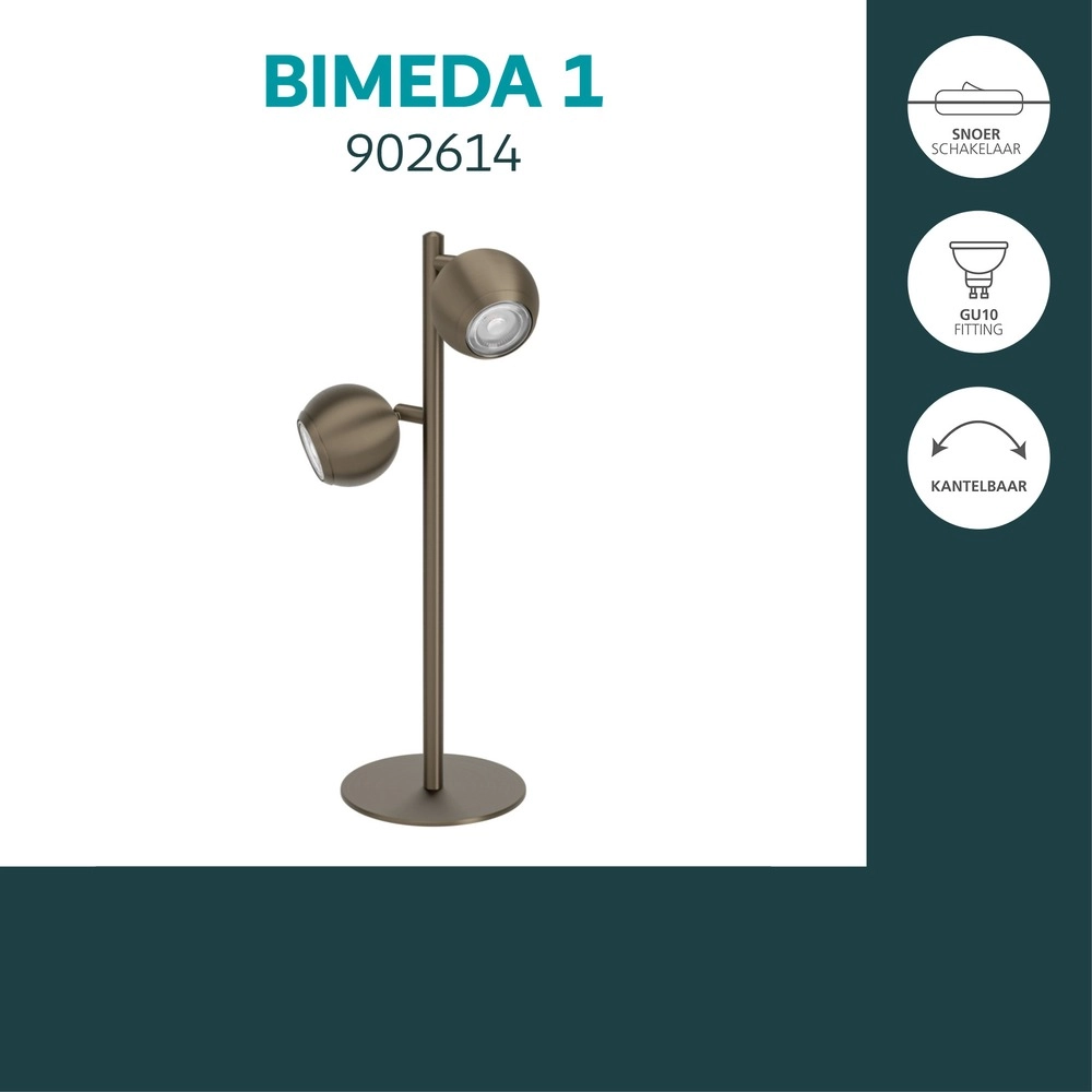 Design tafellamp Bimeda 1 donker brons Eglo 9008606391110