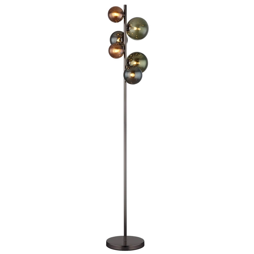 Zwarte vloerlamp Riha gekleurd glas 6-lichts