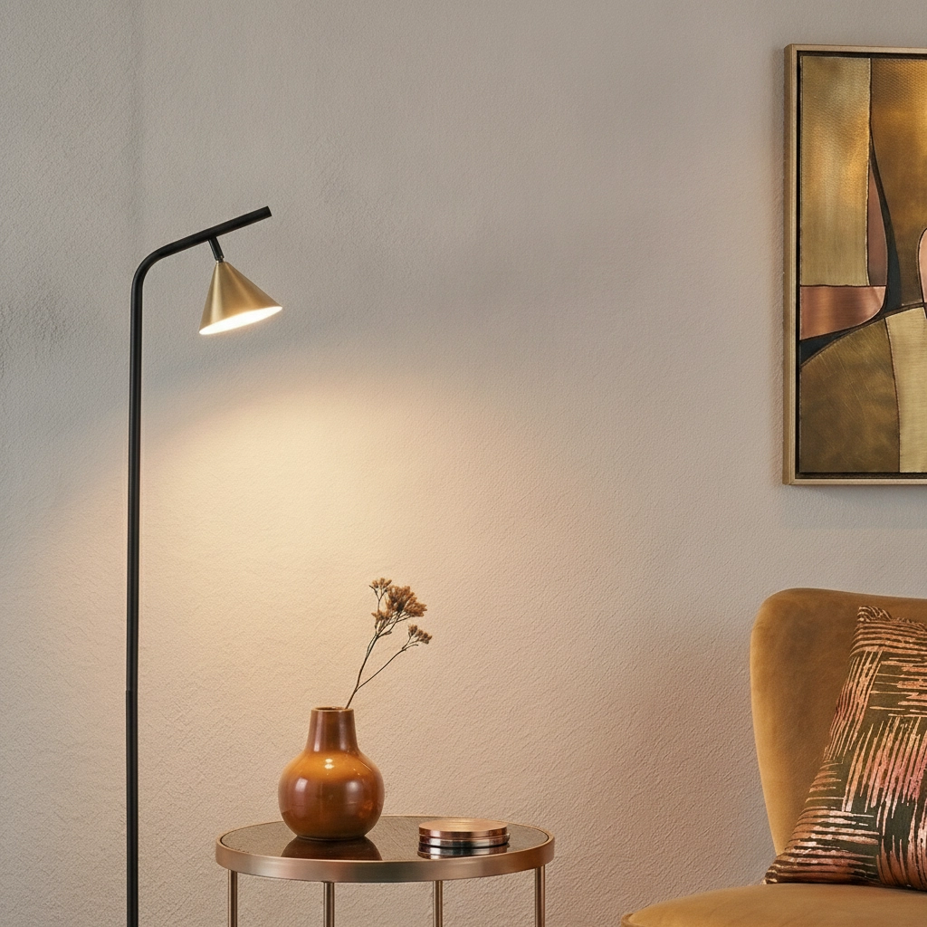 Vloerlamp Conico zwart met goud