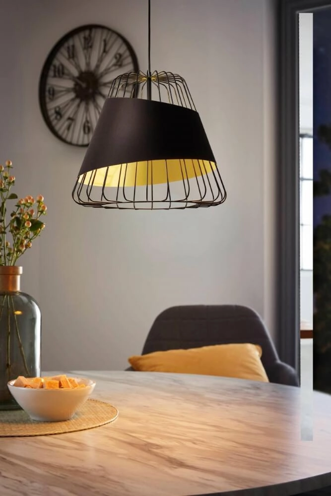 Design hanglamp Austell 43cm zwart met goud Eglo 9002759495091