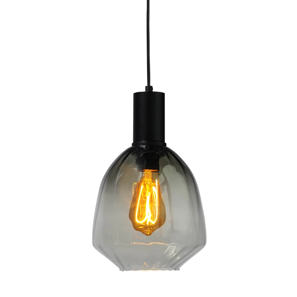 Hanglamp zwart Porto met Nicolette green glas - Ø 20cm