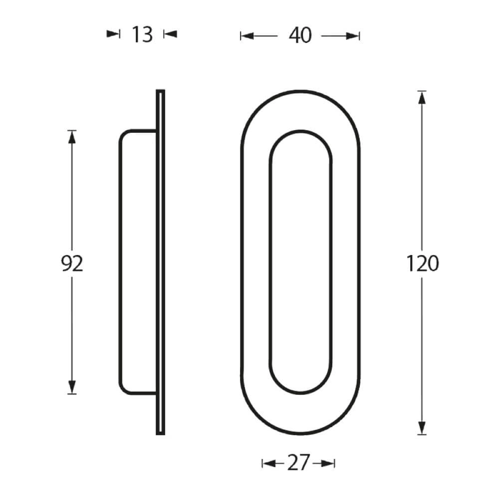 Schuifdeurkom ovaal Alvro 12x4cm RVS blind Intersteel 8714186104644