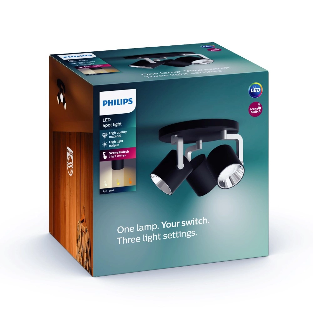 Spot Byrl 3-lichts zwart Philips 8718696170212