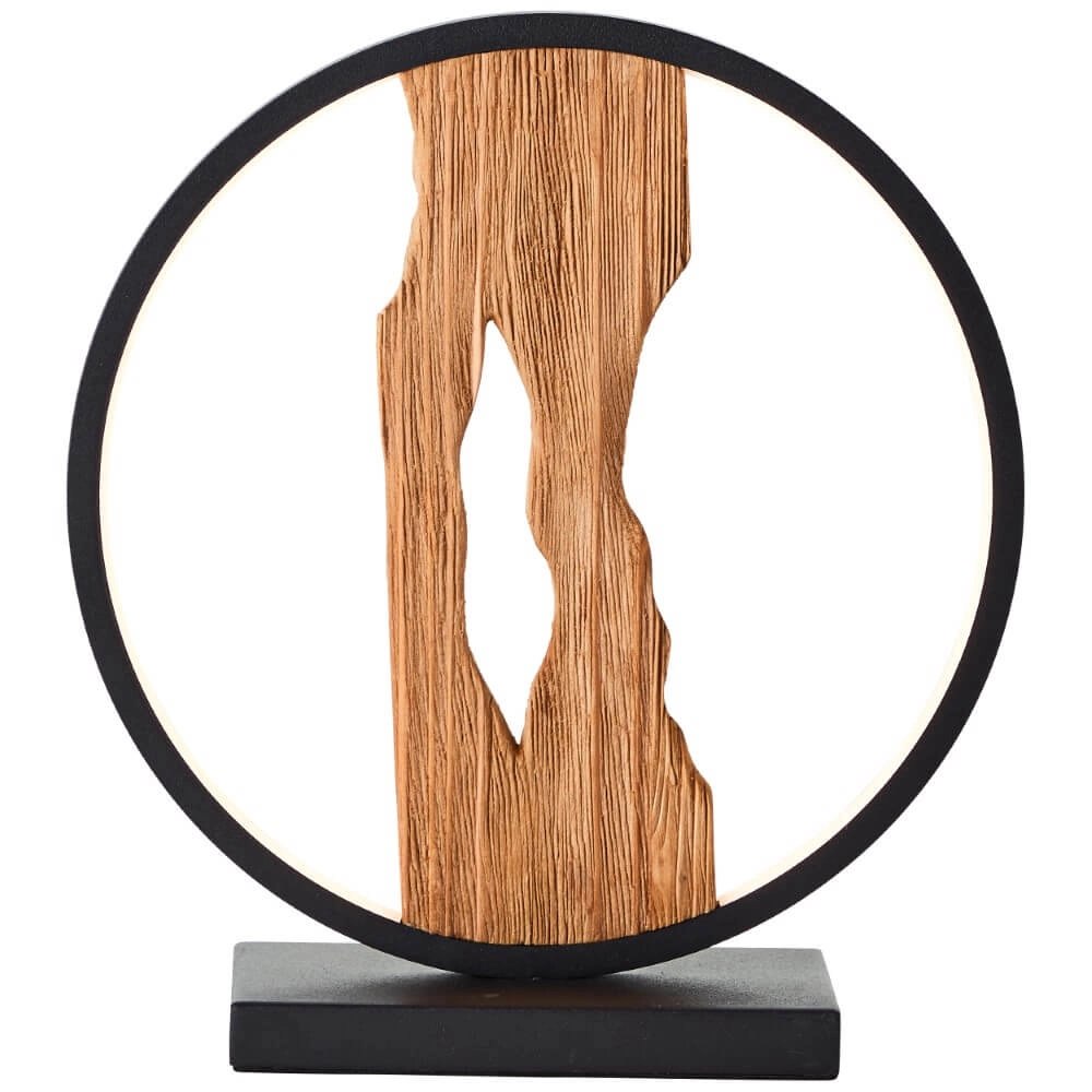 Tafellamp Chaumont rond zwart met hout Brilliant 4004353414978
