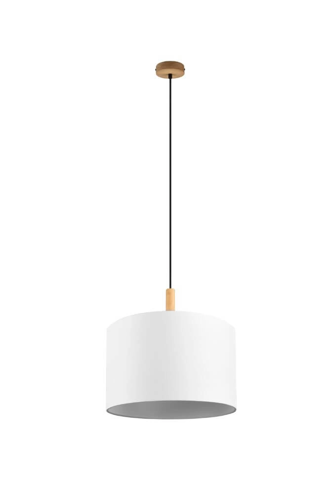 Hanglamp Korba wit met houtbruin