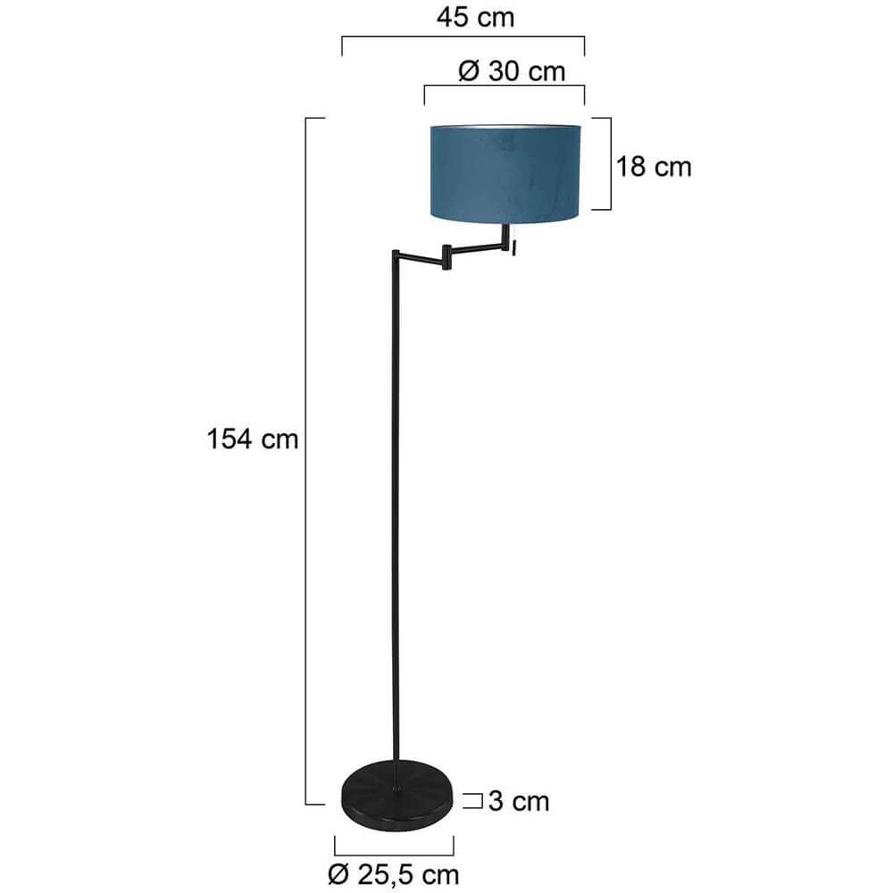 Vloerlamp Bella zwart met blauwe kap Steinhauer 8712746174656