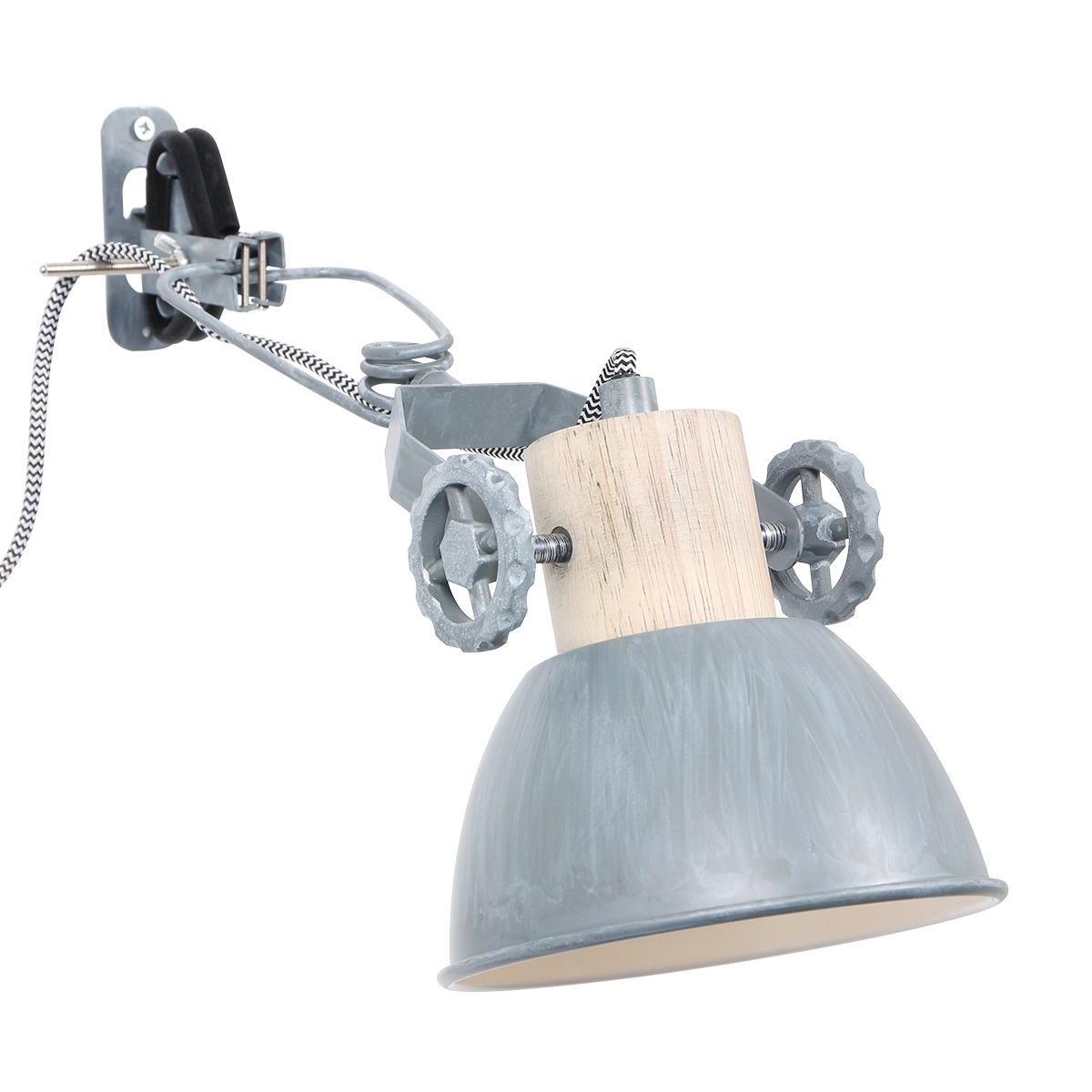 Klemspot Gearwood zinkgrijs met hout