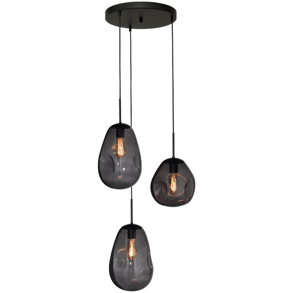 Pendel hanglamp Lava 3x smoke glas