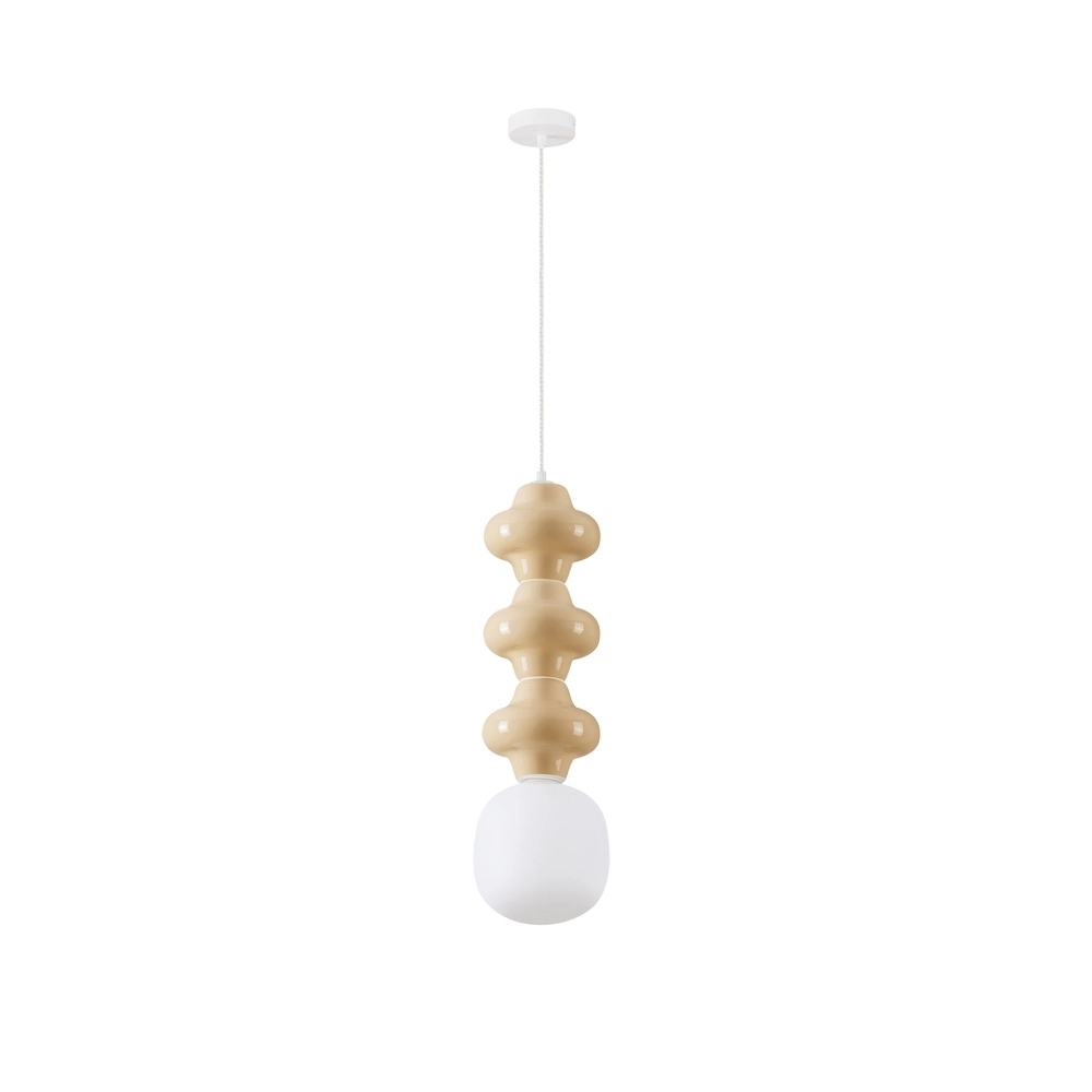Hanglamp Clio L geel keramiek met wit glas Lyora 5212017461353