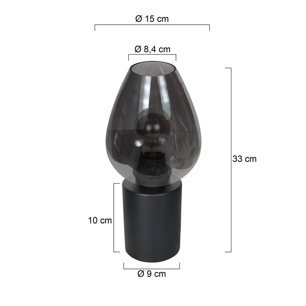 Tafellamp Bloeba smoke glas Ø 15cm Steinhauer 8712746181135